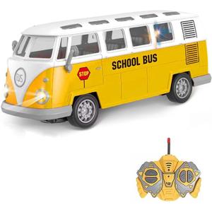 RC School Bus for Kids - Remote Control Toy Classic School Bus with LED Lights, 1:30 High Simulation 4 Channel City Bus Vehicle, Christmas Birthday Gift for Kids Boys Girls Age 3-6