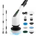 Electric Spin Scrubber, Cordless Cleaning Brush with 8 Replaceable Heads, Adjustable Handle, Dual Speed Power Scrubber for Bathroom, Bathtub, Floor, Tile, and Kitchen Cleaning