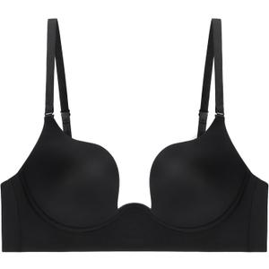 HACI Backless Low Cut Push Up Bras(Black, 38D)
