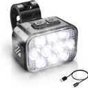 BUCKLOS Bike Lights Front and Back for Night Riding, 10 LED Ultra Bright 8+9 Modes USB Rechargeable Bicycle Headlight and Tail, IPX6 Waterproof 1100mAh Bikes Light Set, 35 Hrs Long Battery Powered