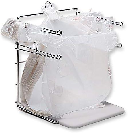 SSWBasics Plastic Grocery Bag Holder - Durable Chrome Stand for Easy Storage - Fits 11½”W x 6”D x 21”H Bags - Compact Unit, 12" W x 12" L x 16" H