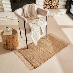 KIBAGA Beautiful Jute Rug for Your Home - This Natural 2x3 ft Hand Woven Rug Fits Perfectly Into Your Entry Area, Kitchen Or Living Room - Modern Braided Mat Enhances Any Boho/Farmhouse Decor
