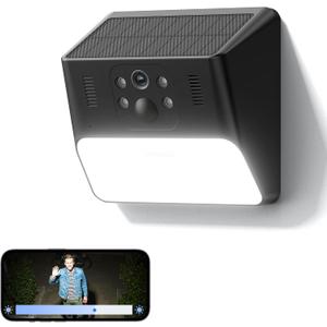 Cinnado Outdoor Camera Wireless-2.4G 2K Solar Wall Light Cameras for Home Security with AI Motion Detection, Waterproof,Motion Activated Light, Siren Cloud/SD Storage, Compatible with Alexa,S2