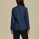 luvamia Dressy Blazers for Women Button Long Sleeve Lapel Business Casual Outfits Office Work Suit Blazer with Pockets (Blue, L)