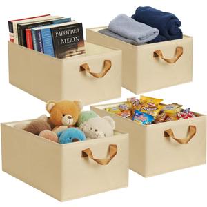 4 Pack Storage Bins, Foldable Storage Baskets for Shelves, Large Fabric Closet Organizers with Handles for Clothing, Toys, Books - Closet Organizers and Storage