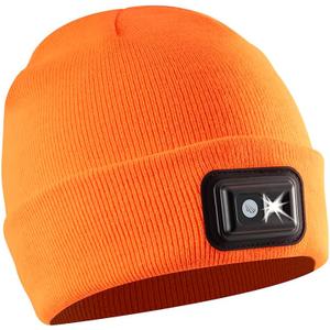 Panther Vision LED Hat Light - POWERCAP 2.5 USB Rechargeable LED Beanie Light Hat - Bright LEDs and IPX4 Water Resistance Gifts for Dad Father Men Husband Warm Knitted Cap - Blaze Orange