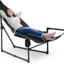 VIVOSUN Chaise Lounge, 2-in-1 Reclining Chair with Footrest/Armrests, Cup Holder, Storage Pocket, and Carry Bag, Support 300 lb, for Camping, Beach, Poolside, and Patio, Black