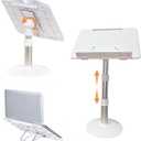 Book Stand for Reading Hands Free Height Adjustable,Laptop Stand for Desk,Ergonomic Cookbook Stand Recipe Book Holder with Elastic Page Clips for Magazines, Tablets