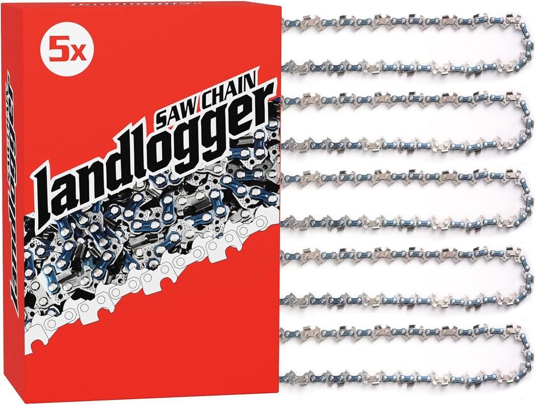 5 Pack 18 Inch Chainsaw Chain 3/8" LP Pitch .050" Gauge 62 Drive Links Fits Poulan, Kobalt, Echo, Ego, Greenworks and More