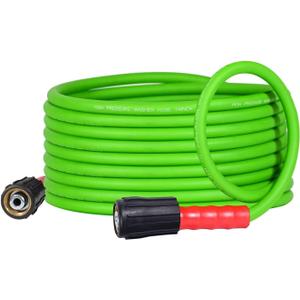 YAMATIC Flexible Pressure Washer Hose 25FT, 3200 PSI 1/4'' Power Washer Hose Replacement for Gas&Electric Washer, Kink Resistant Extension Leak-Free M22 Fittings, Green