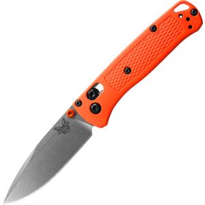 Benchmade - Mini Bugout, Outdoor, EDC Folding Knife, Drop-Point Blade with Orange Grivory Handle (533)