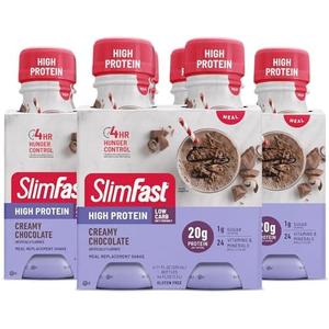 SlimFast Advanced Nutrition Creamy Chocolate Shake – Ready to Drink Meal Replacement – 20g of Protein – 11 Fl. Oz. Bottle – 12 Count - Pantry Friendly By 01/24/2026