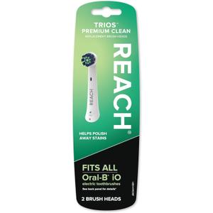 Reach Trios Premium Clean Replacement Toothbrush Heads, Fits All Oral-B iO Electric Toothbrushes (White)