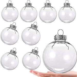 8 Pcs DIY Clear Plastic Fillable Balls Ornament-Christmas Ornaments Balls,3.15Inch Removable Top Clear Hanging Ball for Halloween,Christmas,Birthday,Wedding,Party,XmasDecorm,DIY Crafts(80mm)