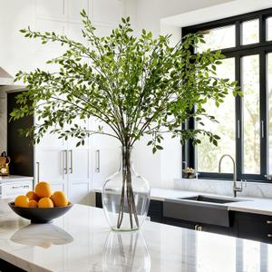 Suncalla 3 Pcs Artificial Greenery Stems 40 Inches Tall Faux Nandina Branches Fake Greenery Plants Bamboo Leaves Stems for Vase Wedding Living Room Bedroom Home Office Shop Kitchen Garden Decor