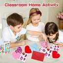 2 x 24 Pack Valentine's Day Heart Craft Kits Valentine DIY Heart-Shaped Card Kits with Stickers and Envelopes Valentine Day Hanging Multicolor Hearts Crafts