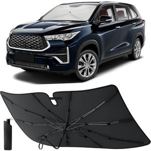 EcoNour Umbrella Windshields Sun Shade for SUV & MPV, Foldable Car Front Windshields UV Blocker Sunshade, Umbrella Shade Accessories with Storage Pouch Keeps Interior Cool, X-Large 61 x 35 Inch