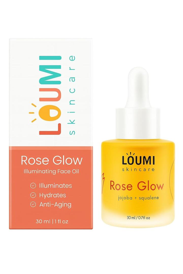 LOUMI Skincare RoseGlow Face Oil | Lightweight Botanical Facial Oil for Hydration & Radiance | Helps Nourish Smooth & Soften Skin | Rosehip & Jojoba Inspired Blend | Vegan, Cruelty-Free 20ml