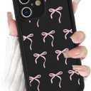 for iPhone 17 6.3'' Cute Aesthetic Bow Knot Phone Case, Stylish Cool Pink Bowknot Design Artistic Chic Bows Ribbon Phone Cover Slim Soft TPU Shockproof Protective Case for Women Girl