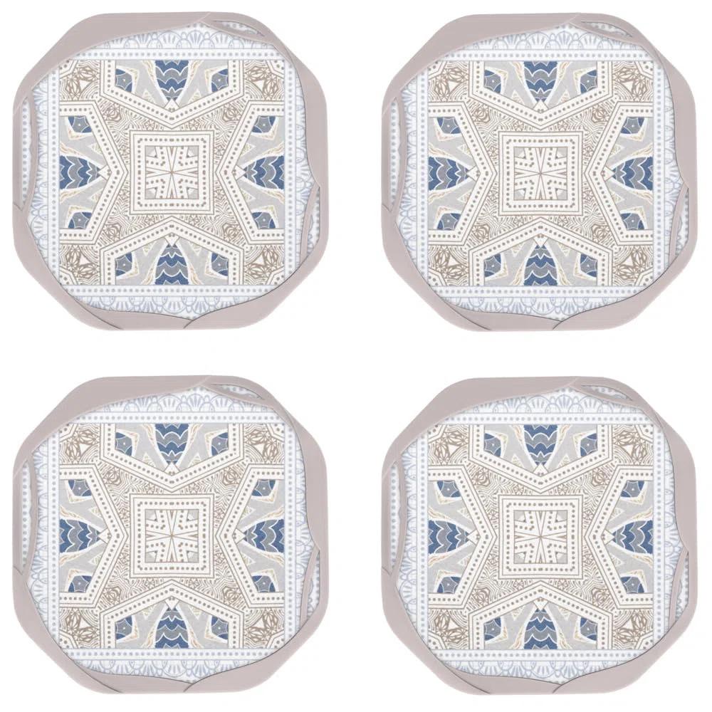 UMIRRO Absorbent Coasters for Drinks, Mandala Silicone Cup Coaster with Felt Insert for Coffee Table Decor, Small Unique Birthday Gift Ideas for Men Dad Him Women Mom Her, 4", Set of 4