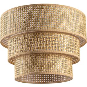 Rattan Lamp Shades for Floor Lamps Pendant Light Hanging Lamp Replacement, 3-Tier Drum Lamp Shade with Rattan Woven for Living Room Dining Hall Way Bedroom (Khaki)