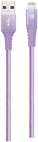LAX Apple MFi Certified Braided Nylon Lightning Cable Compatible with iPhone, iPad, and iPod – 6 Feet – Lilac