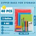 40 Pack Large 3 Gallon Storage Bags with Zipper Top, 16 x 18 inch Zipper Bags, Clear Plastic Bag for Storage, Reusable, Sealable Storage Bag for Clothes, Travel & Moving, Double-sided Thickness 4 Mil