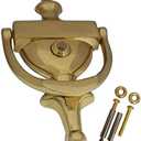QCAA Solid Brass Door Knocker, 7", with 160 Degree Glass Len Door Viewer (UL Listed), Polished Brass, 1 Pack