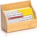 4x6 Wood Index Card Holder Wooden Index Card Box Cards Display Stand Notecard Box Business Cards Organizer Post Cards Case for Business Desk Office Home School Capacity 300 Sheets