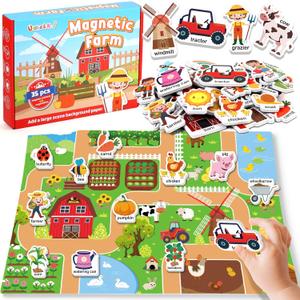 Fridge Magnets for Toddlers 1-3, Refrigerator Magnetic Toys for Baby Boys Girls, 35 PCS Foam Farm & Animals, Preschool Learning Games, Ideal Educational Birthday Gift for Kids Ages 3 4 5 Years Old