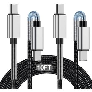 Long USB C to Type C Charger Cable 10ft, 60W USB C to C Fast Charging Cord for Apple iPhone 17 Pro Max/17 Air/16 Pro Max/16 Pro/15 Plus/15 Pro/MacBook 2022/2021/2020/2019,iPad Pro/Mini/Samsung Galaxy