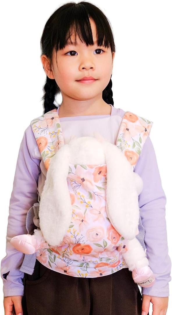 Baby Doll Carrier  Adjustable Doll Carrier for Little Girls, Front & Back Wear, Made with Soft Fabric, Fits Dolls & Stuffed Animals up to 20 Inches, Rose