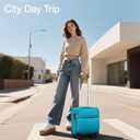 Hanke Underseat Carry On Luggage with Wheels, Small Suitcase, Rolling Bag 16 Inch Underseat, Caribbean Blue
