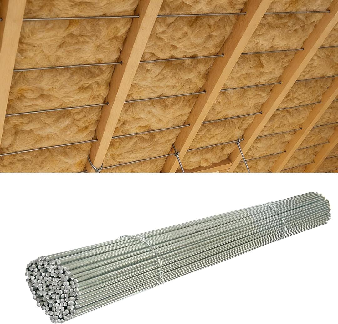 160 Pcs 16 Inch Insulation Support Wire, 1095 Carbon Steel Metal Insulated Support Rods 16" for Attic Flooring, Ceiling and Wall Insulation