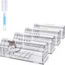 4 Pcs Humane Mouse Traps Indoor for Home, Live Mouse Trap, Reusable Mice Trap Catcher for House & Outdoors (02-Black(4Pack))