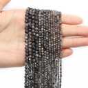 3mm 120pcs Natural Black Labradorite Stone Beads, Songxi Small Faceted Round Loose Gemstone Beads for Jewelry Making, DIY Art and Craft, Bracelet Beads for Necklace (1 Strand)