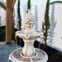 XBrand 51" 3-Tier Outdoor Waterfall Fountain, Weather-Resistant Resin Freestanding Water Feature with Pump, Beige