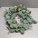 idyllic Eucalyptus Leaves Wreath Metal Polyester Fabric Paper Round Green Wreath 24 Inches for The Front Door Decor