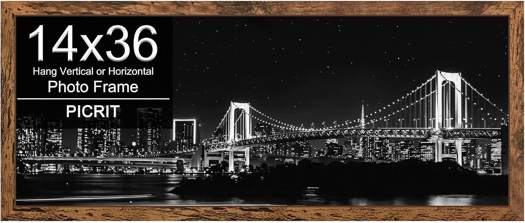 Picrit 14x36 Poster Frame, Photo Frame for Wall Mounting Display, Brown
