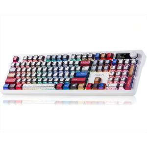 AULA F106 PRO Wireless Mechanical Keyboard,Full Size Gaming Keyboard with Hot Swappable Knob & Screen,Tri-Mode RGB Backlit with 8000mAh for PC/Laptop/Windows - Blaze Switch,Comic Mix