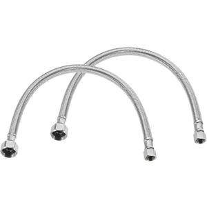 M METERXITY 2-Pack 16 Inch Faucet Hose Connector, 9/16" x G1/2 Female Thread Connector Braided Stainless Steel Water Supply Line for Bathroom/Kitchen, Faucet Supply Lines [S/S Color]