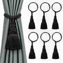 Fenghuangwu 6 Pack Curtain Tie Backs Rope Tassels for Curtains Drape tiebacks Handmade Outdoor Home and Outdoor Decorative (Black, 6p)