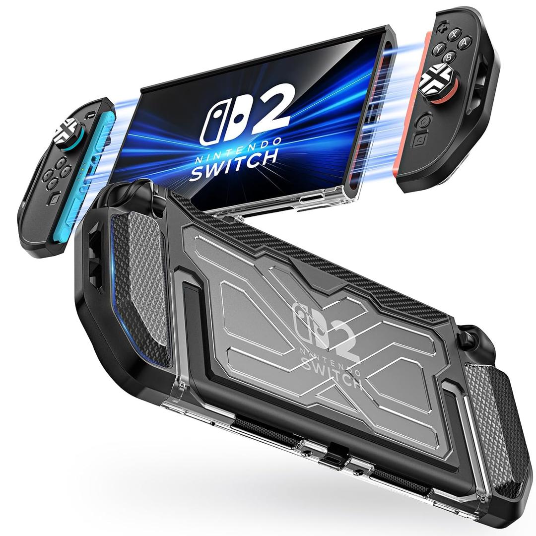 WHWEIYA for Nintendo Switch 2 Case 2025 Slim Armor Protection Dock-Compatible Protective TPU Cover Shock Absorption and Anti-Scratch for Nintendo Switch 2,Transparent and Black