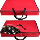 Oudain Pop Up Christmas Tree Storage Bag Large Storage Container Oxford Polyester Christmas Tree Bag with Handles and Zippers for Pop Up Xmas Decorations(30 x 30 x 4.3 Inch,Red)