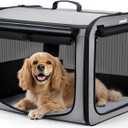 Large Dog Car Carrier Light Weight, 2720.520.5ins Dog Carrier for Cars, Portable Dog Car Crate with Breathable Windows, Stable Pet Carrier for Both Indoor and Outdoor Use, Pet Travel Crate Gray