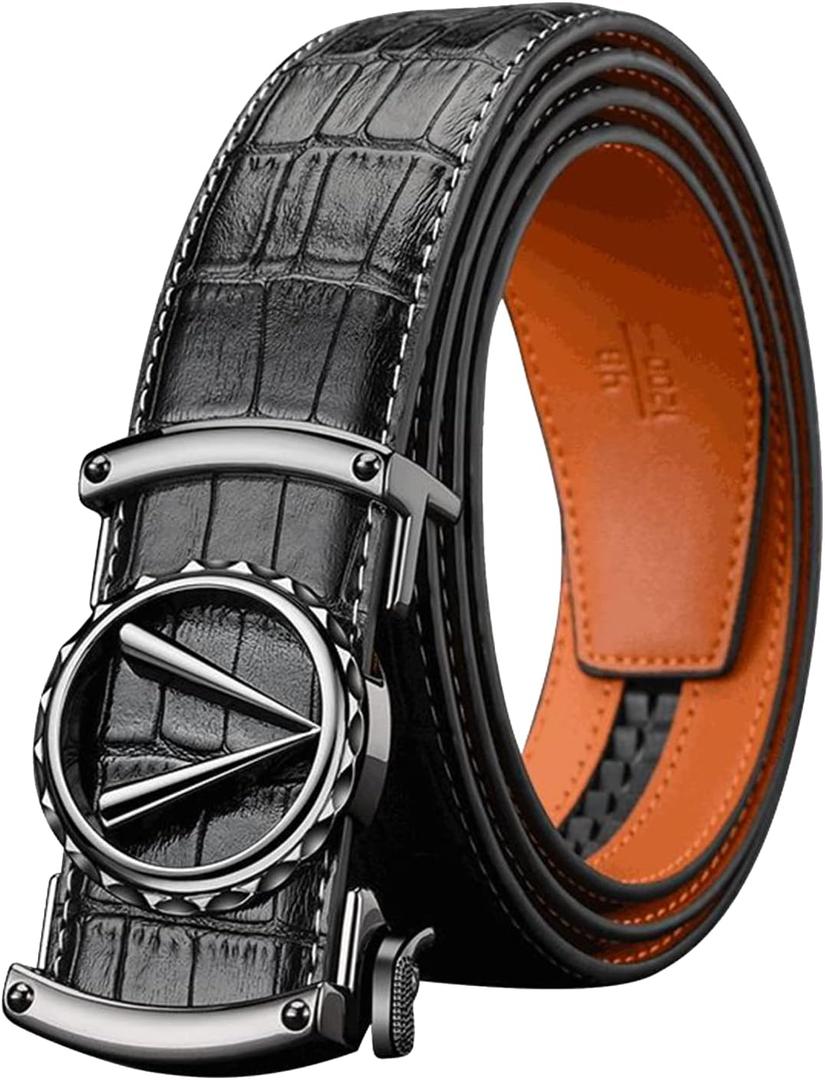 Mens Ratchet Belt Click Slide Black Leather Belt 1.38" Wide (Size 41 (Fits Pants, Size 36-38) Mens Ratchet Belt Click Slide Black Leather Belt 1.38" Wide (Size 41 (Fits Pants, Size 36-38)