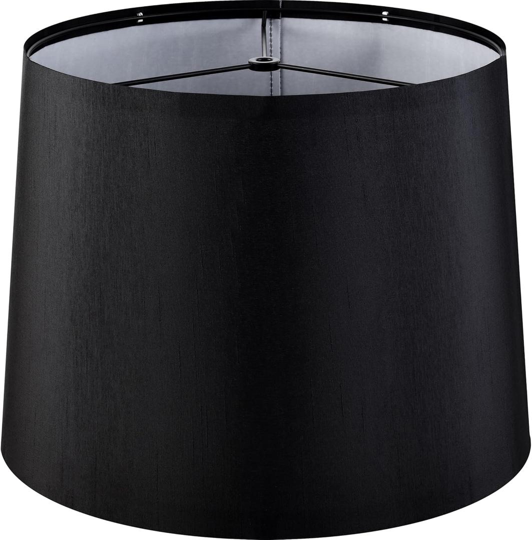 GO&SO Modern Black Lamp Shade Set of 1,Medium Drum Replacment Lampshade Silk,11  13" 10" Spider Lampshades for Table Lamps and Floor Lamp,Modern Shade for Bedroom,Living Room,Simple Assembly