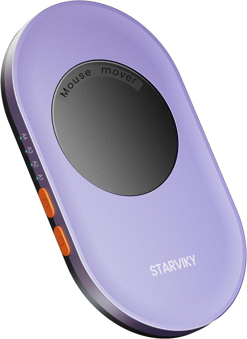 Mechanical Mouse Jiggler, Ultra-Slim Mouse Mover, with Adjustable Running Timer, Driver-Free Mouse Wiggler Shaker SilentlyLight Purple