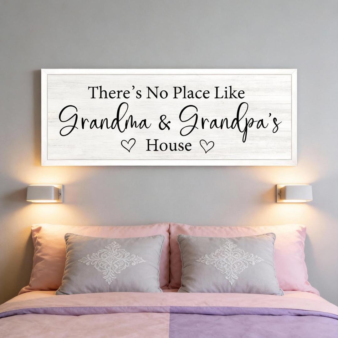 Grandma and Grandpa's House Wall Decor, 32x12 Inch, White