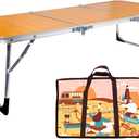 Folding Camping Table,3 Feet Portable Outdoor Table with Aluminum Legs,3 Fold Lightweight Beach Table with Handle,Camping Accessories for Home Picnic BBQ Garden Cooking